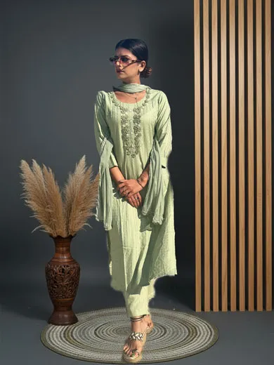 Light green muslin cotton suit 2