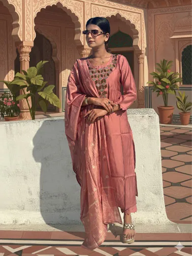 Light pink muslin cotton suit