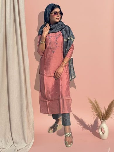 Pink muislin cotton suit