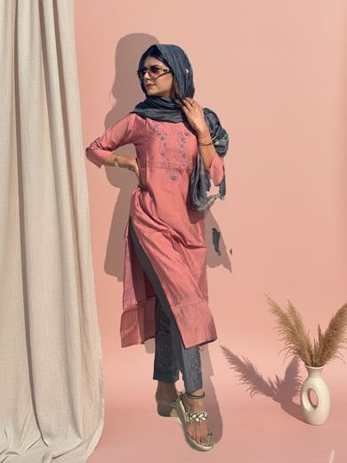 Pink muislin cotton suit