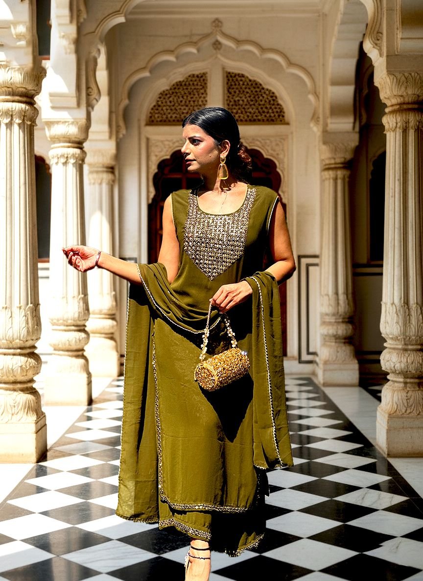 Mehndi georgette suit