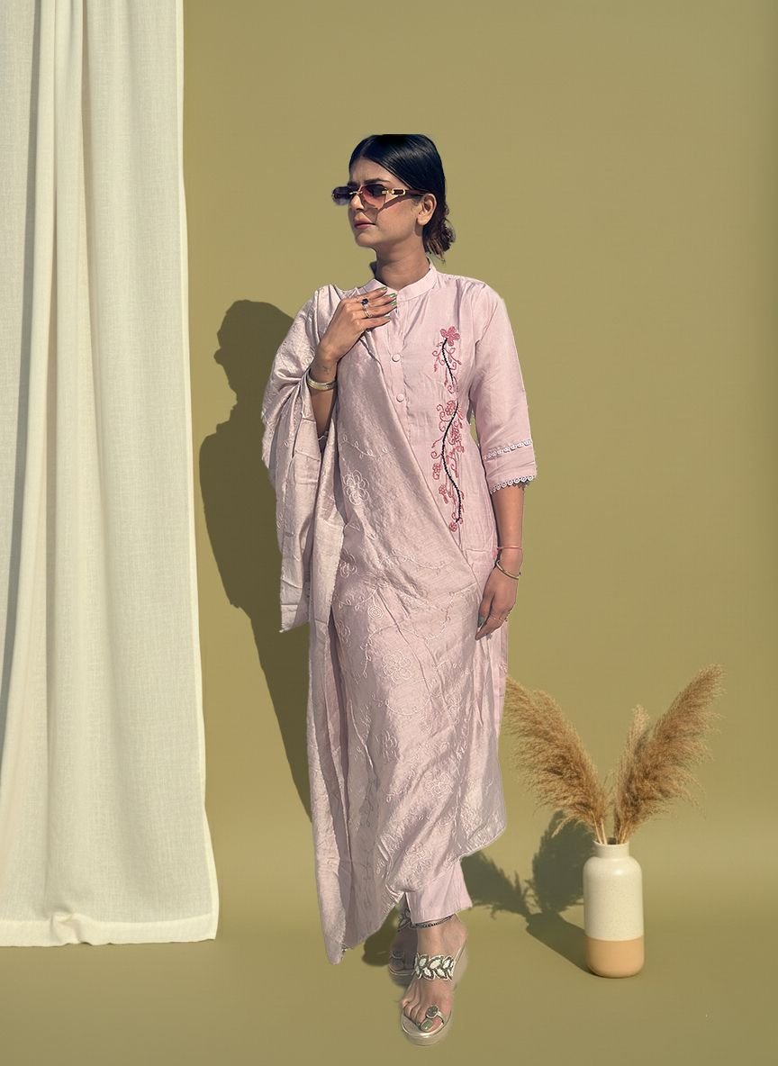 Pink muslin cotton suit