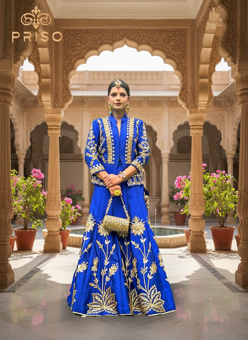 Tealish Blue lehenga