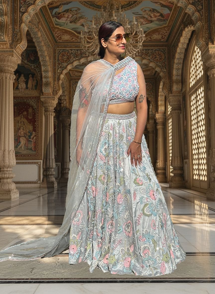 White Lehenga