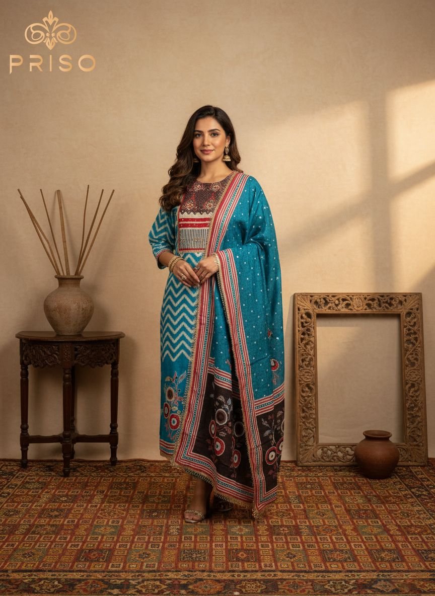 Pakistani Unstitched Lawn Suit – 3 Piece Printed Blue Collection