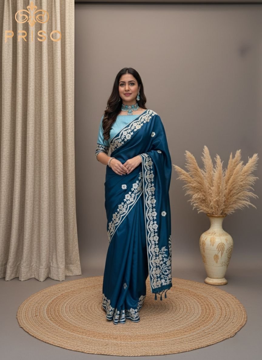 Elegant Designer Blue Saree